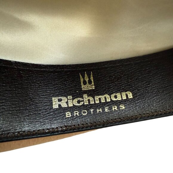 Richman Brothers Velour Fur Felt Hat Fedora Hat Men's Tan Vintage Gentleman - Picture 4 of 8
